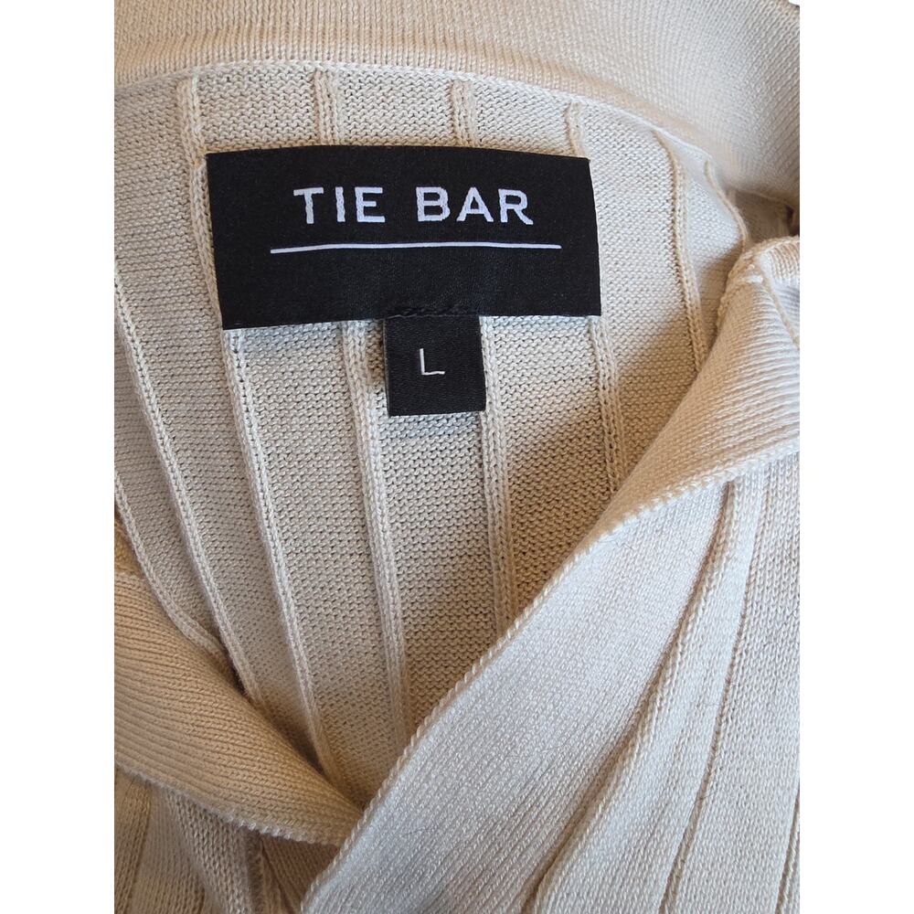 Tie Bar Ribbed Sweater Polo color is vintage Ivory, Mens Large - Picture 4 of 7